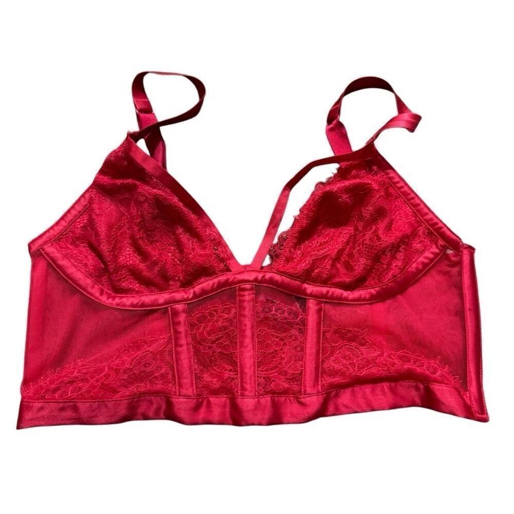 Victoria Secret Red Mesh Corset style bra size large